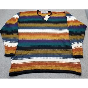 Vintage 90s Concrete Mix Sweater Mens L/XL Multi Striped Knit Long Sleeve NOS
